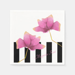 Magnolia Rosé Modern Floral Design Napkin
