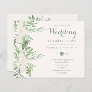 Magnolia Sage Green Floral Wedding Invites BUDGET