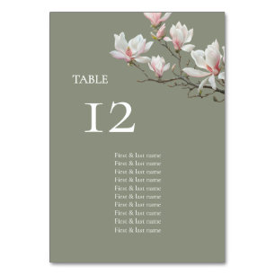 Magnolia Sage Green Floral Wedding Seating Chart Table Number