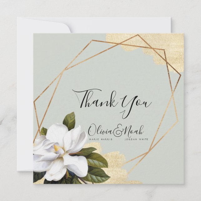 Magnolia Sage Wedding Thank You Card (Front)