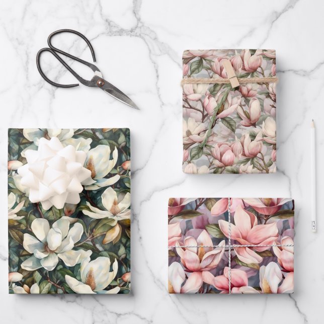 Magnolia Set of Wrapping Paper (Front)