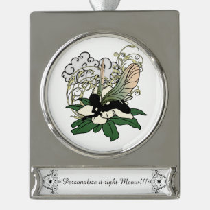 Magnolia Shadow Fairy Silver Plated Banner Ornament