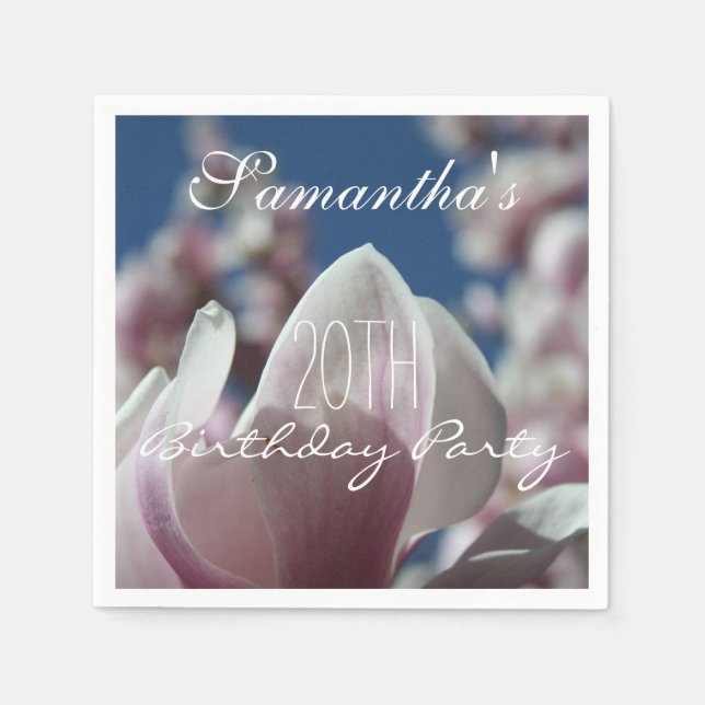 Magnolia Spring 20th Birthday Party Paper Napkin (Front)