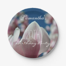 Magnolia Spring 20th Birthday Party Paper Plate