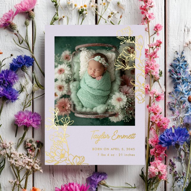 Magnolia Spring Baby Birth Foil Announcement (Creator Uploaded)