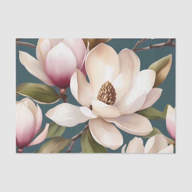 Magnolia Spring Floral Pattern Tissue Paper (Front)