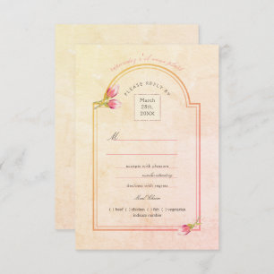 Magnolia Sunset Peach Watercolor RSVP Invitation