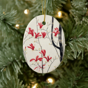 Magnolia Tree by Kobayashi Kokei, Vintage Nature Ceramic Ornament