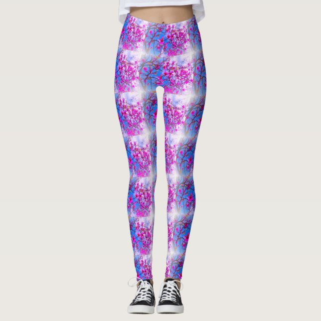 Magnolia Tree Pattern Leggings (Front)