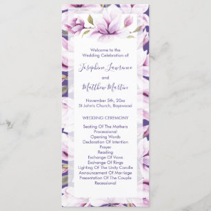 Magnolia Violet Floral Wedding Ceremony Program