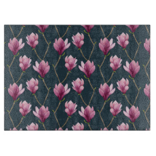 Magnolia Watercolor Floral Pattern Cutting Board