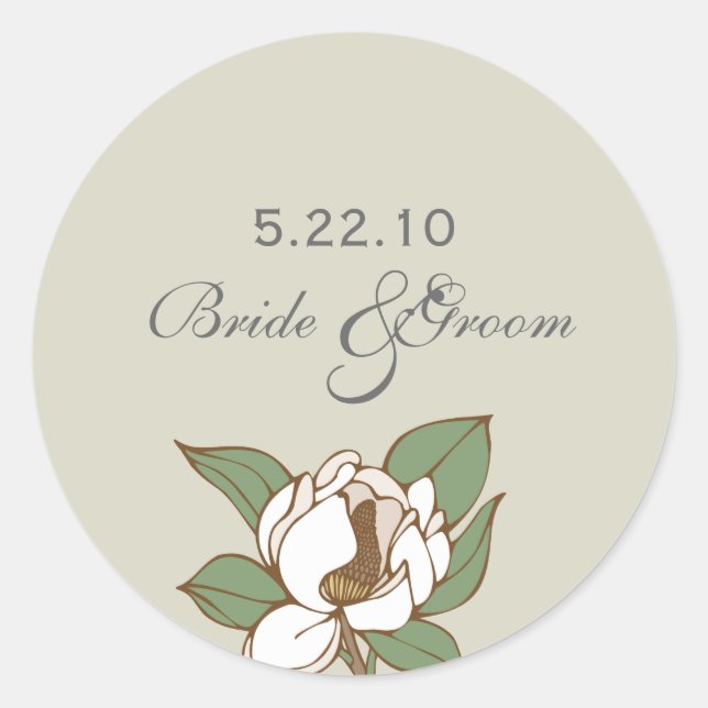 Magnolia Wedding Date Label (Front)