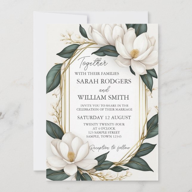 Magnolia Wedding Invitation (Front)
