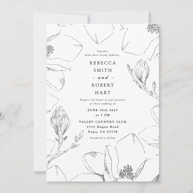 Magnolia Wedding Invitation 01 (Front)