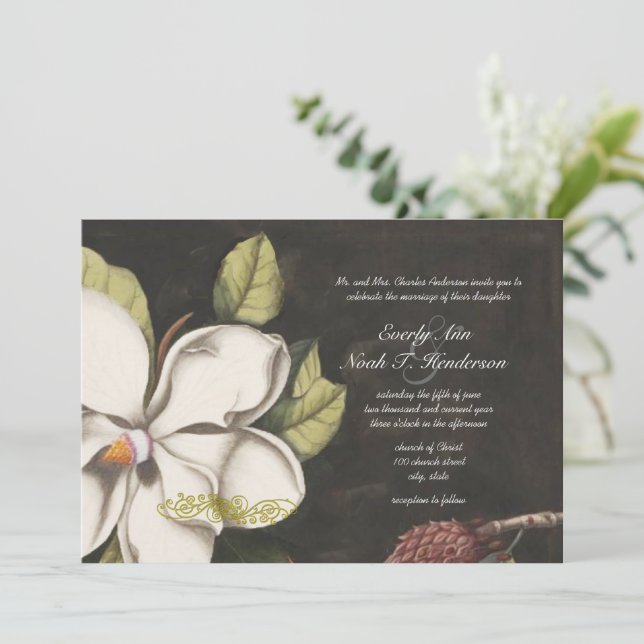 Magnolia  Wedding Invitations (Standing Front)