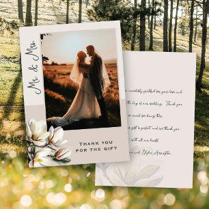 Magnolia Wedding Photo Thank You Message Cards