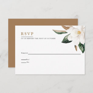 Magnolia Wedding Reply Card   White