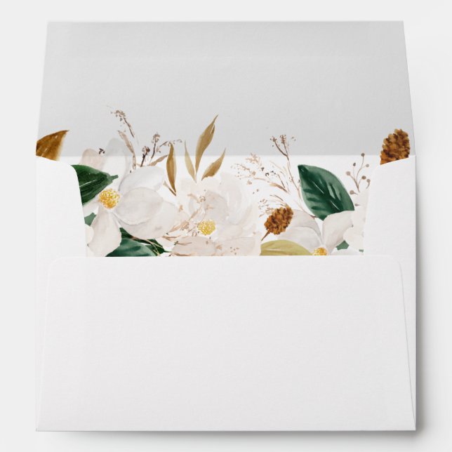 Magnolia White Floral Envelope (Back (Bottom))