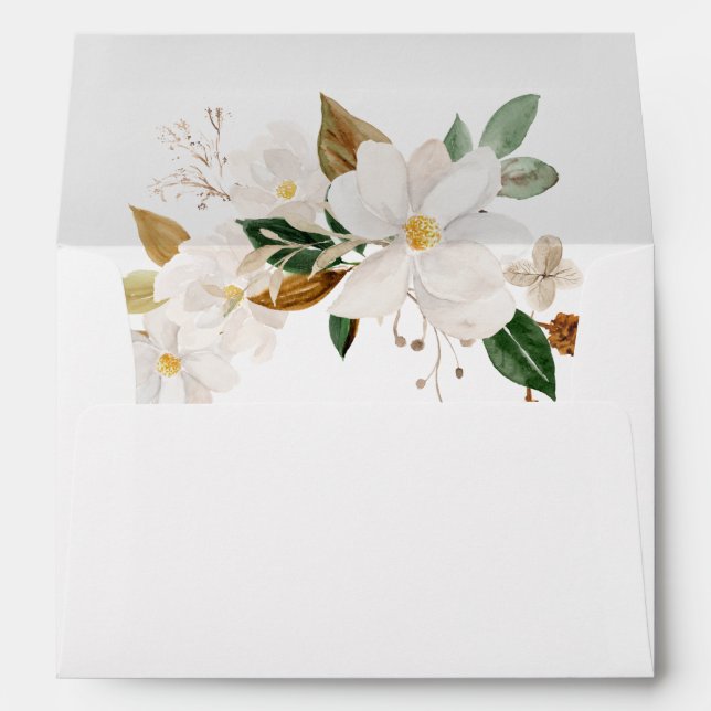 Magnolia White Floral Envelope 2 (Back (Bottom))