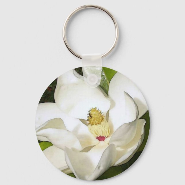 Magnolia White Key Ring (Front)