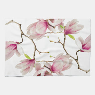 Magnolia White Tea Towel