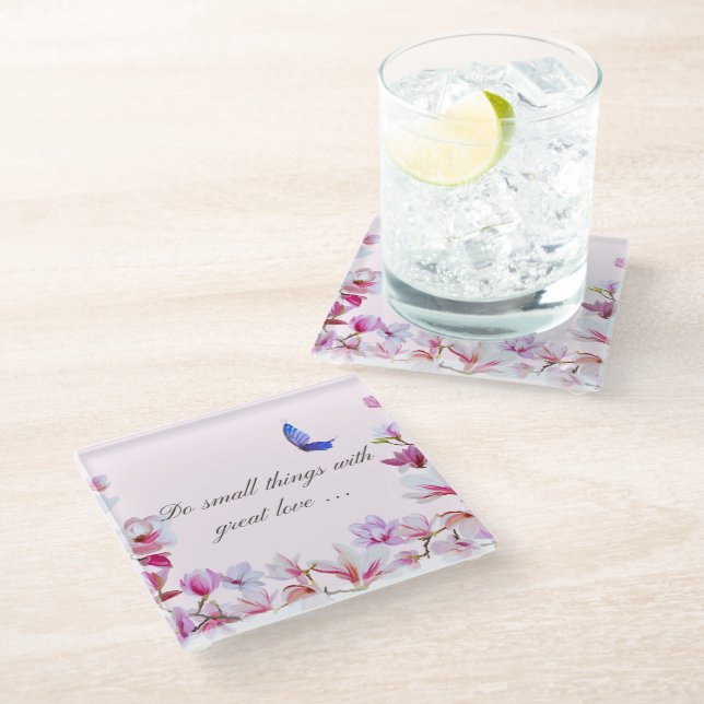 Magnolia With Quote Coaster (Angled)