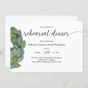 Magnolia Wreath Rehearsal Dinner Invitation
