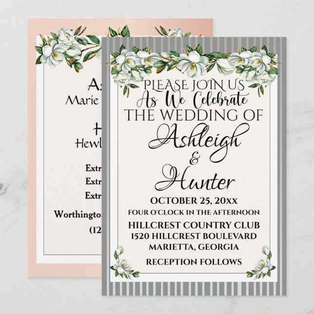 Magnolias -A Lovely Day For A Wedding - Invitation (Front/Back)