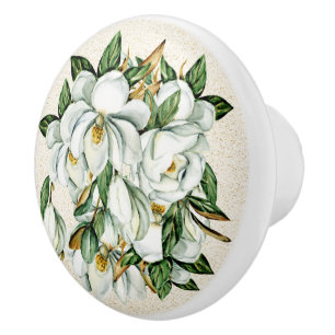 Magnolias Ceramic Drawer Knobs