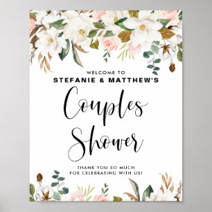 Magnolias & Cotton Garland Couples Shower Welcome Poster