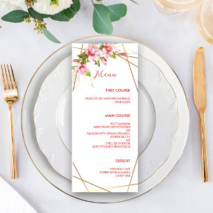 Magnolias Faux Gold Foil Frame Rustic Wedding Menu
