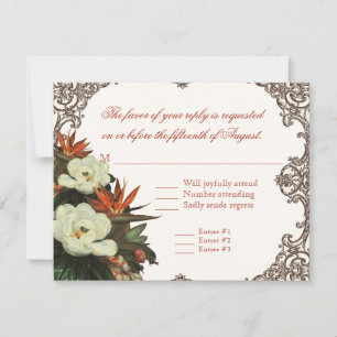 Magnolias n Bird of Paradise - Custom Wedding RSVP Card