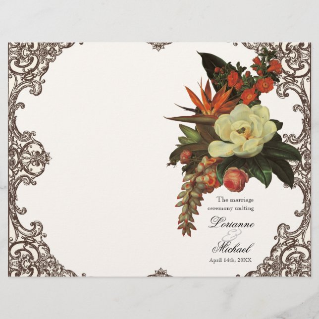 Magnolias n Bird of Paradise - Wedding Program (Front)