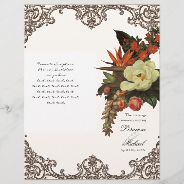 Magnolias n Bird of Paradise - Wedding Program (Front)