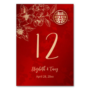 Magnolie Chinese Wedding Table Number