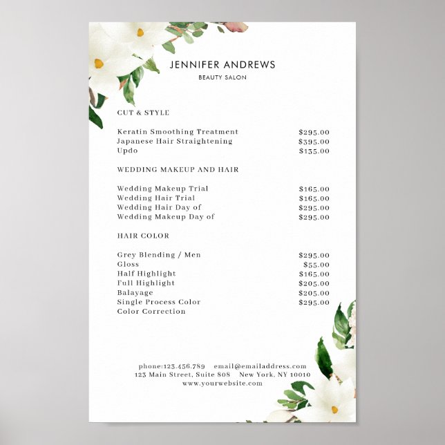 Magnolien Salon Preisliste Poster (Front)