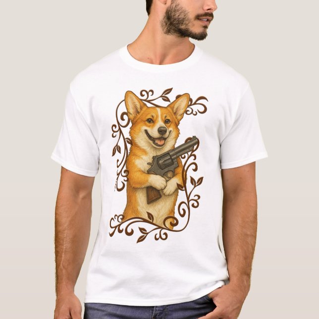 Magnum Corgi I - Scroll Border T-Shirt (Front)