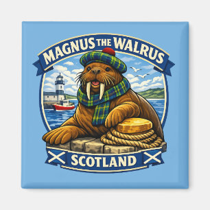 Magnus the Scottish Loving Walrus Seaside Scotland Magnet