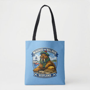 Magnus the Scottish Loving Walrus Seaside Scotland Tote Bag