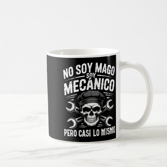 Mago Y Mecánico Funny Car Mechanic Skull Spanish V Coffee Mug (Right)