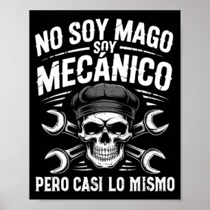 Mago Y Mecánico Funny Car Mechanic Skull Spanish V Poster