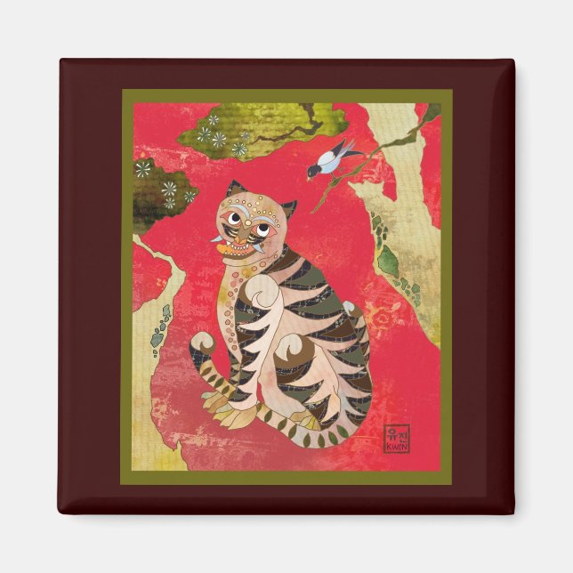 Magpie and Tiger: Korean Folk Art Magnet (Front)