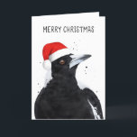 Magpie Aussie Christmas Holiday Card<br><div class="desc">Australian Magpie illustration by Althea Hope.</div>