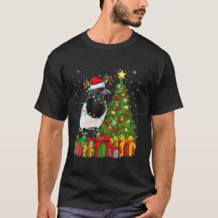 Magpie Bird Xmas Tree Lighting Santa Hat Magpie Ch T-Shirt