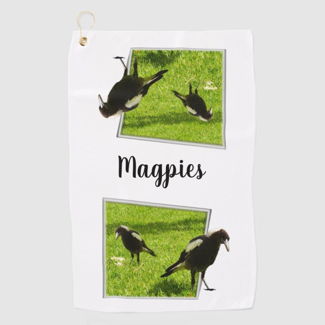 Magpie Birds The Swoopers, Golf Towel (Front)