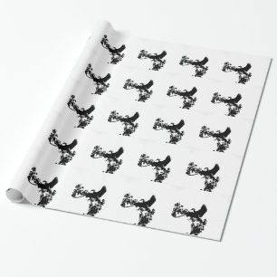MAGPIE GOOSE IN FLIGHT SILHOUETTE AUSTRALIA WRAPPING PAPER