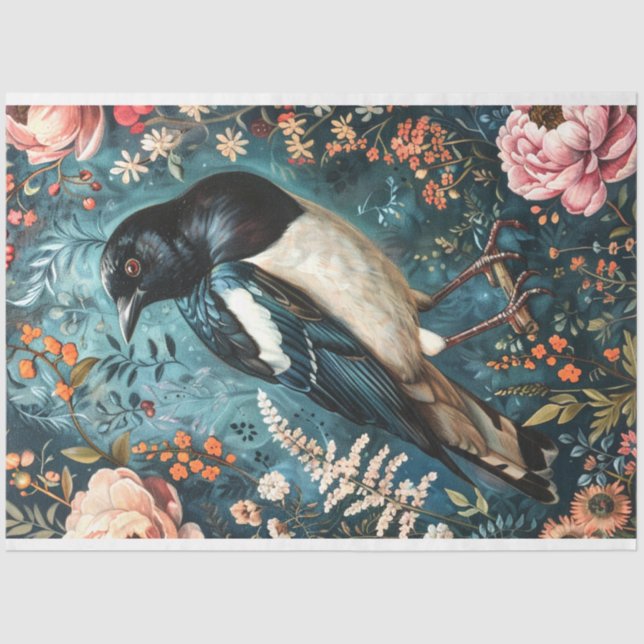 Magpie Mural Tapestry Decoupage Tissue Paper (Front)
