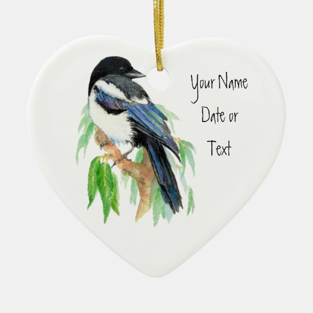 Magpie, Ornament to Customise, Bird, Nature (Front)