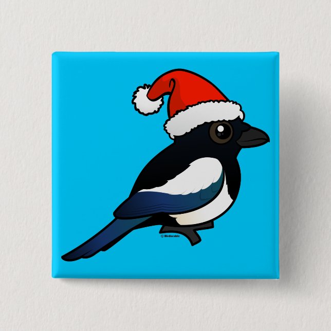 Magpie Santa 15 Cm Square Badge (Front)