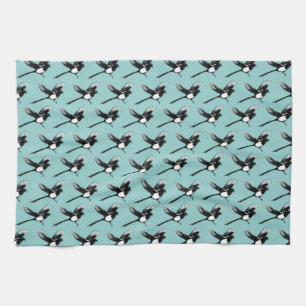 Magpies Tea Towel blue